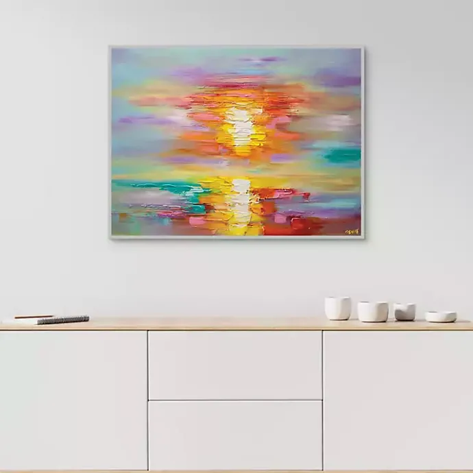 Kirklands Home Abstract Sunrise Framed Canvas Art Print Multi