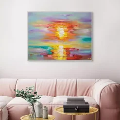 Kirklands Home Abstract Sunrise Framed Canvas Art Print Multi