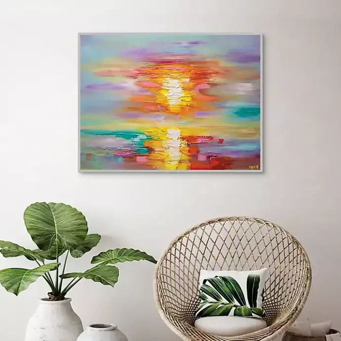 Kirklands Home Abstract Sunrise Framed Canvas Art Print Multi