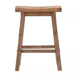 Kirklands Home Acacia Barnwood Saddle Counter Stools, Set of 2 Tan