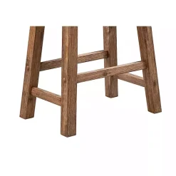 Kirklands Home Acacia Barnwood Saddle Counter Stools, Set of 2 Tan