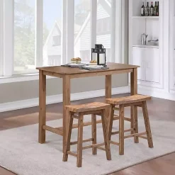Kirklands Home Acacia Barnwood Saddle Counter Stools, Set of 2 Tan