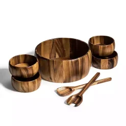 Outlet Kirklands Home Acacia 7-pc. Salad Bowl and Servers Set, 12 in. Brown