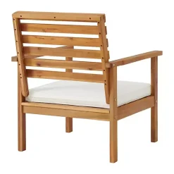 New Kirklands Home Acacia White Cushioned Outdoor Chairs, Set of 2