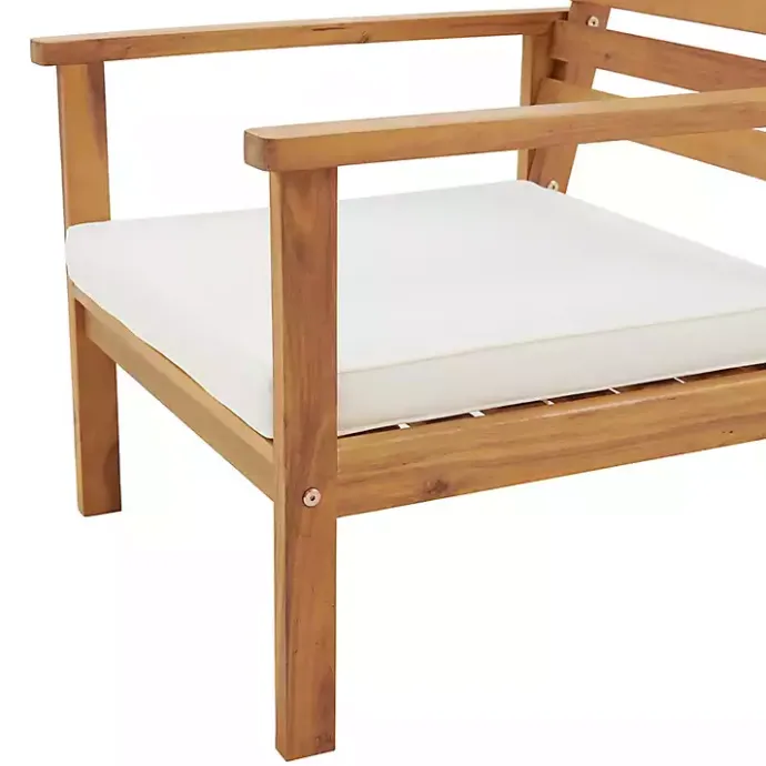 New Kirklands Home Acacia White Cushioned Outdoor Chairs, Set of 2