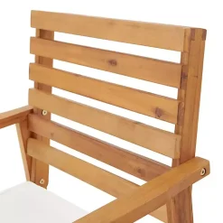 New Kirklands Home Acacia White Cushioned Outdoor Chairs, Set of 2