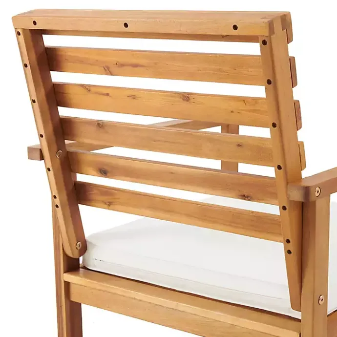 New Kirklands Home Acacia White Cushioned Outdoor Chairs, Set of 2