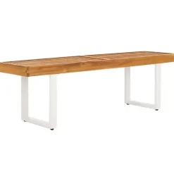 Online Kirklands Home Acacia Wood and Metal Monti Outdoor Bench White