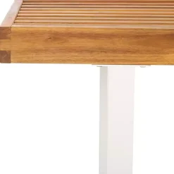 Online Kirklands Home Acacia Wood and Metal Monti Outdoor Bench White