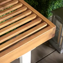 Online Kirklands Home Acacia Wood and Metal Monti Outdoor Bench White