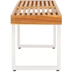 Online Kirklands Home Acacia Wood and Metal Monti Outdoor Bench White