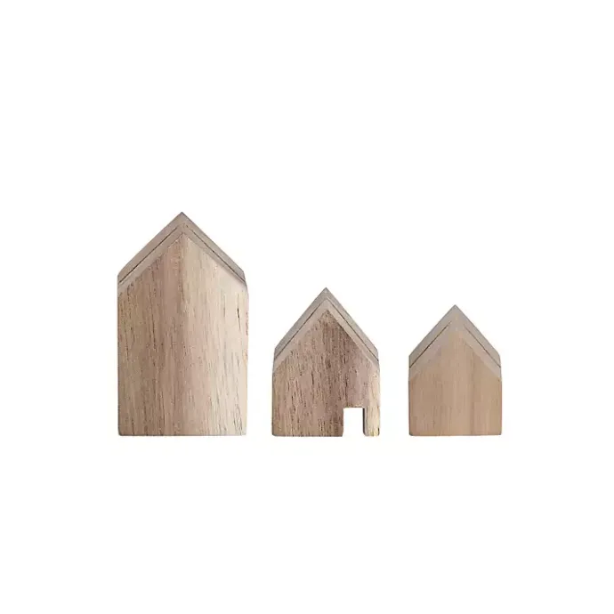 New Kirklands Home Acacia Wood House Photo Holders, Set of 3