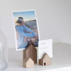 New Kirklands Home Acacia Wood House Photo Holders, Set of 3