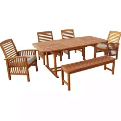Best Kirklands Home Acacia Wood Outdoor 6-pc. Dining Set Tan
