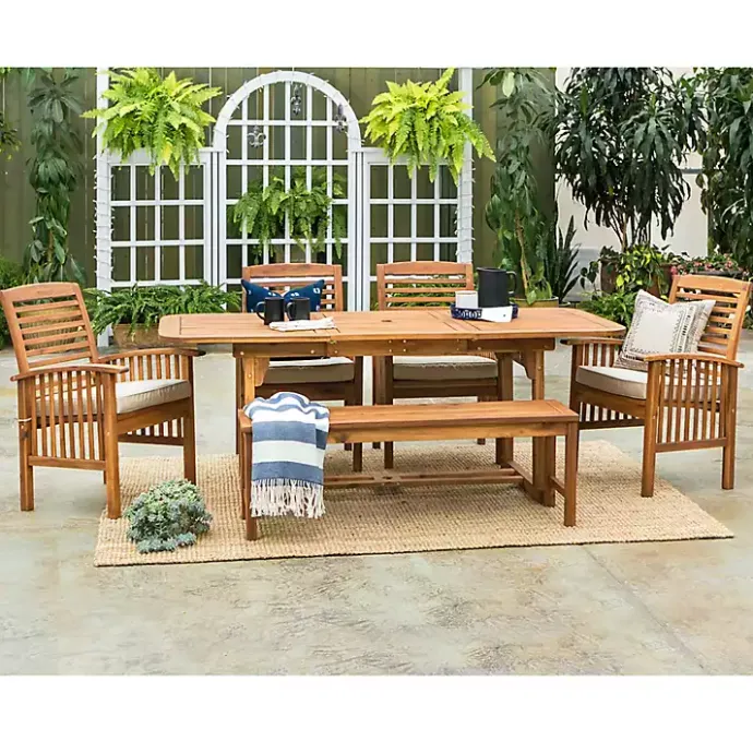 Best Kirklands Home Acacia Wood Outdoor 6-pc. Dining Set Tan