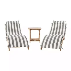 Discount Kirklands Home Acacia Wood 3-pc. Chaise Set with Striped Cushions