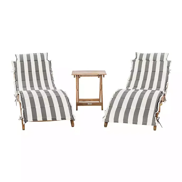 Discount Kirklands Home Acacia Wood 3-pc. Chaise Set with Striped Cushions