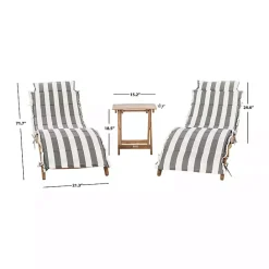 Discount Kirklands Home Acacia Wood 3-pc. Chaise Set with Striped Cushions