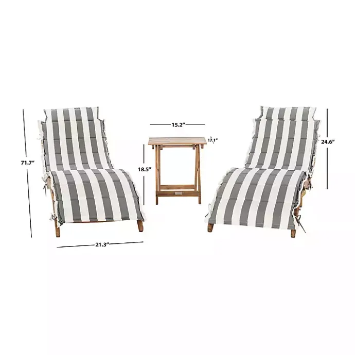Discount Kirklands Home Acacia Wood 3-pc. Chaise Set with Striped Cushions