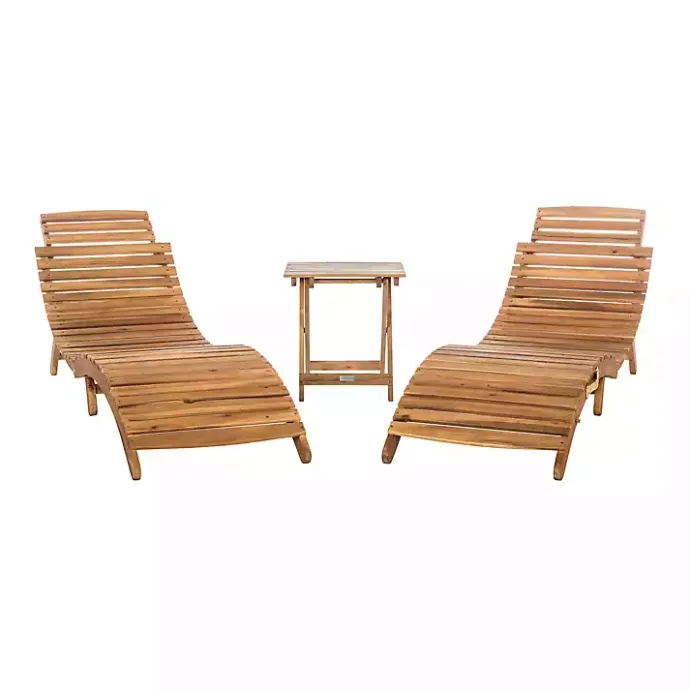 Discount Kirklands Home Acacia Wood 3-pc. Chaise Set with Striped Cushions