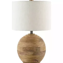 Clearance Kirklands Home Acacia Wood Ribbed Polo Table Lamp Ivory