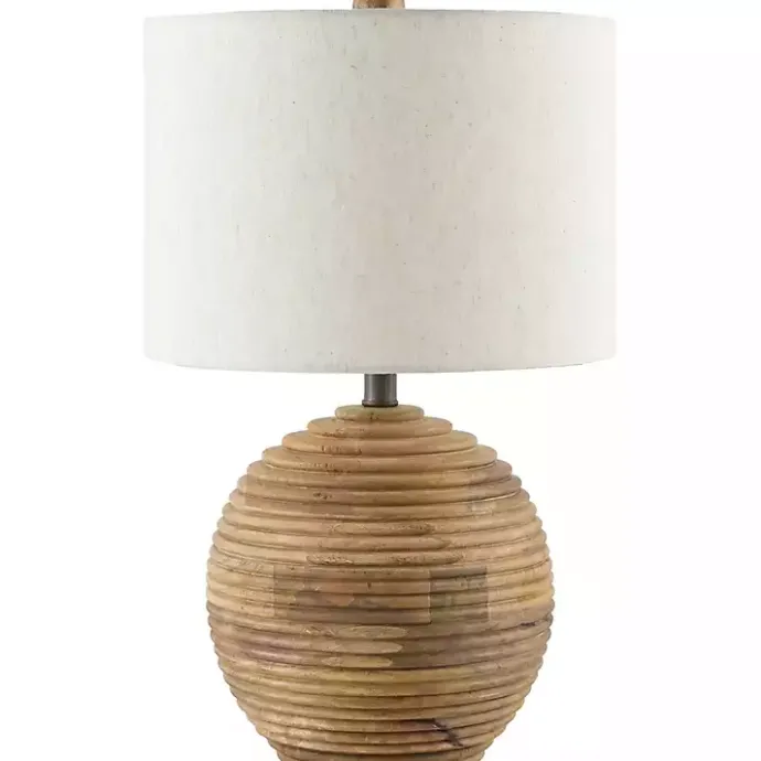 Clearance Kirklands Home Acacia Wood Ribbed Polo Table Lamp Ivory
