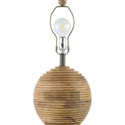 Clearance Kirklands Home Acacia Wood Ribbed Polo Table Lamp Ivory