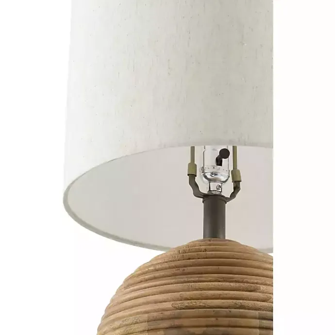 Clearance Kirklands Home Acacia Wood Ribbed Polo Table Lamp Ivory