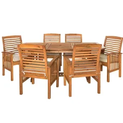 Hot Kirklands Home Acacia Wood Slatted 7-pc. Outdoor Dining Set Brown