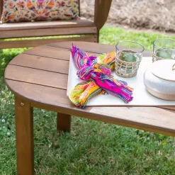 Sale Kirklands Home Acorn Acacia Wood Oval Adirondack Coffee Table Brown