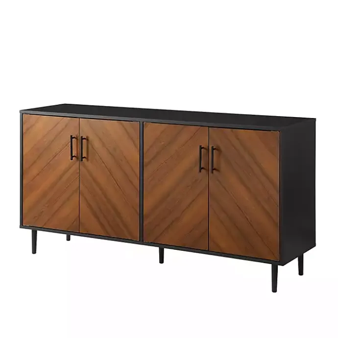 Hot Kirklands Home Acorn and Black Chevron Door TV Stand Brown
