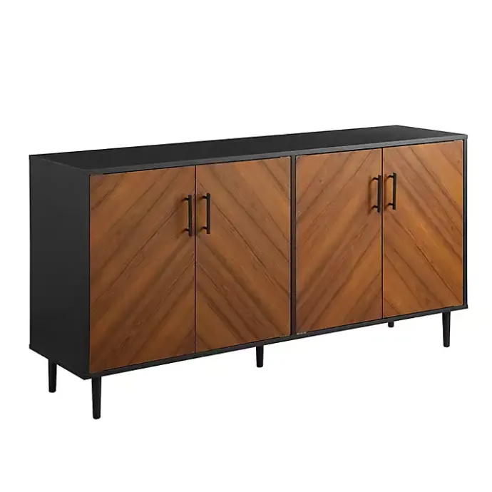 Hot Kirklands Home Acorn and Black Chevron Door TV Stand Brown