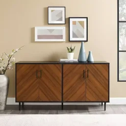 Hot Kirklands Home Acorn and Black Chevron Door TV Stand Brown