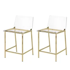 Outlet Kirklands Home Acrylic and Metal Counter Stools, Set of 2 Gold