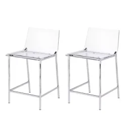 Hot Kirklands Home Acrylic and Metal Counter Stools, Set of 2 Silver