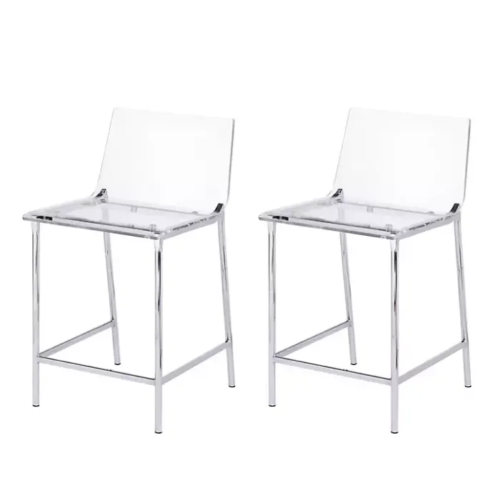 Hot Kirklands Home Acrylic and Metal Counter Stools, Set of 2 Silver