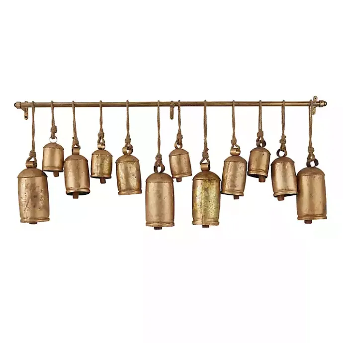 Online Kirklands Home Aged Round Bells Wall Plaque Gold
