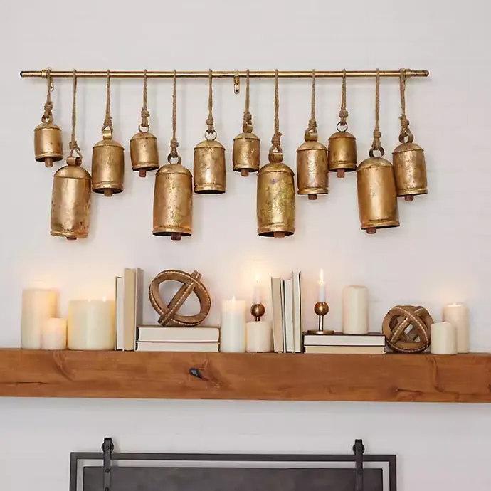 Online Kirklands Home Aged Round Bells Wall Plaque Gold
