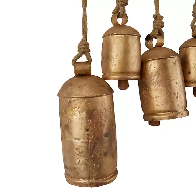 Online Kirklands Home Aged Round Bells Wall Plaque Gold