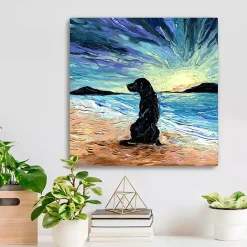 Hot Kirklands Home Aja Trier Black Lab Beach Days Canvas Art Print