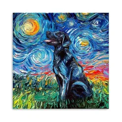 Online Kirklands Home Aja Trier Black Lab Starry Night Canvas Print