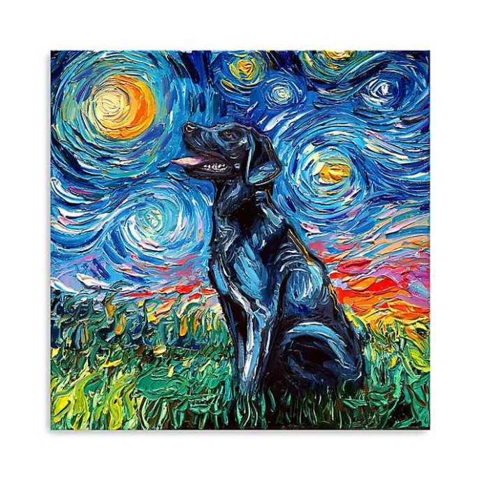 Online Kirklands Home Aja Trier Black Lab Starry Night Canvas Print