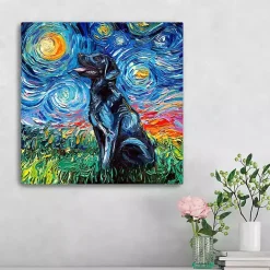 Online Kirklands Home Aja Trier Black Lab Starry Night Canvas Print