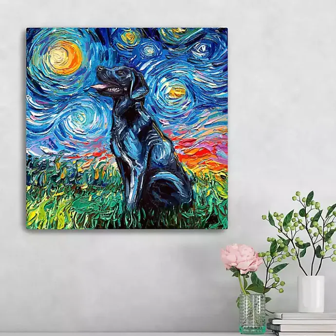 Online Kirklands Home Aja Trier Black Lab Starry Night Canvas Print