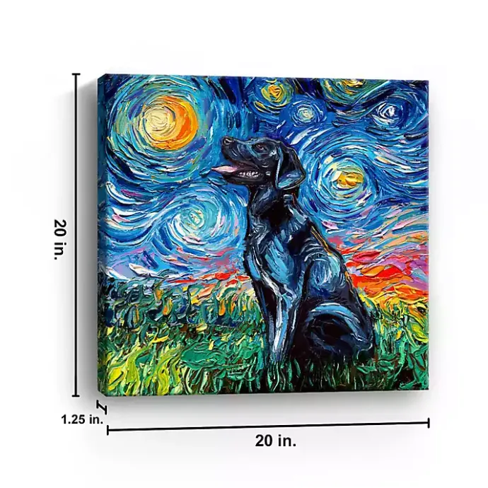 Online Kirklands Home Aja Trier Black Lab Starry Night Canvas Print