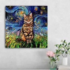 Sale Kirklands Home Aja Trier Brown Tabby Starry Night Canvas Print