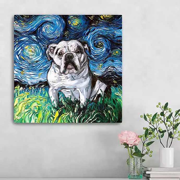 Discount Kirklands Home Aja Trier Bulldog Starry Night Canvas Art Print