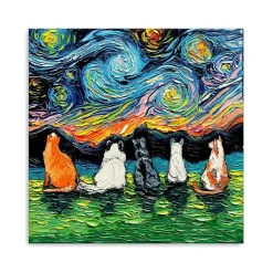 Sale Kirklands Home Aja Trier Cat Friends Starry Night Canvas Print