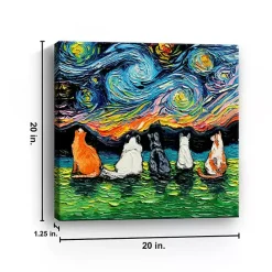 Sale Kirklands Home Aja Trier Cat Friends Starry Night Canvas Print