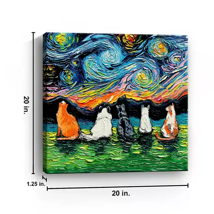 Sale Kirklands Home Aja Trier Cat Friends Starry Night Canvas Print